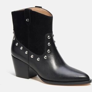 Coach Black Ankle Boots with Silver Studs